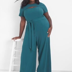 Lane Bryant Teal Belted Jumpsuit